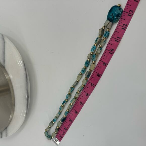 Vintage Scarab Beetle Egyptian Beaded Stone necklace - Picture 3 of 7